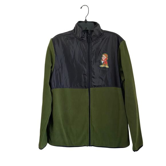 Disney Grumpy Snow White Fleece Mens Small Long Sleeve Full Zip Green Jacket - Picture 1 of 9